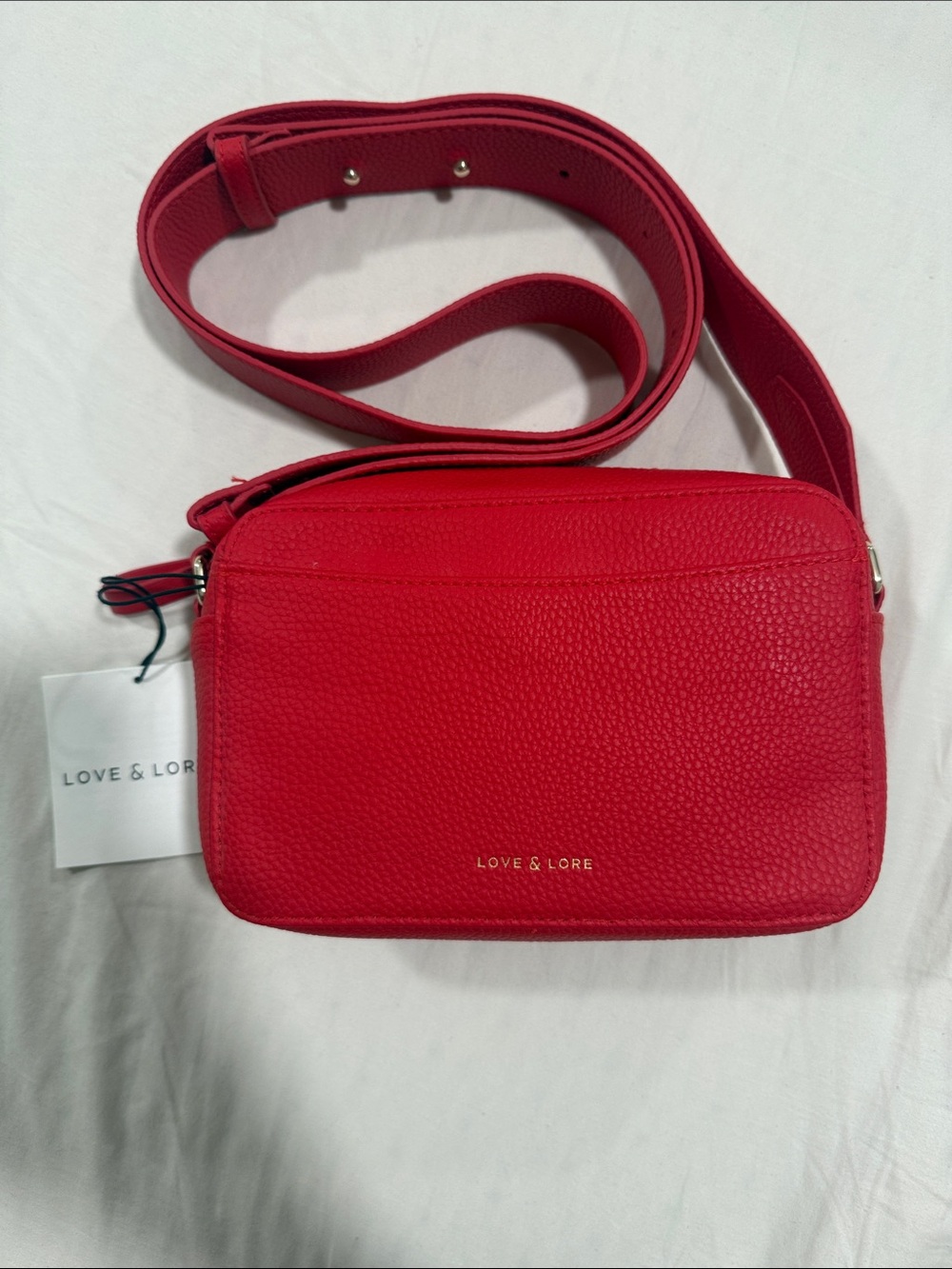Love &Lore Red Pebbled Crossbody Bag